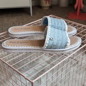 Juicy Couture Denim Blue Slide Sandals